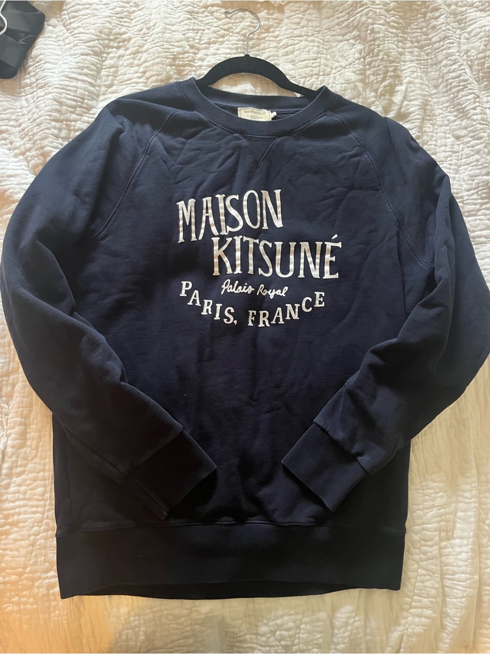 MAISON kitsune navy terry sweatshirt. Large.